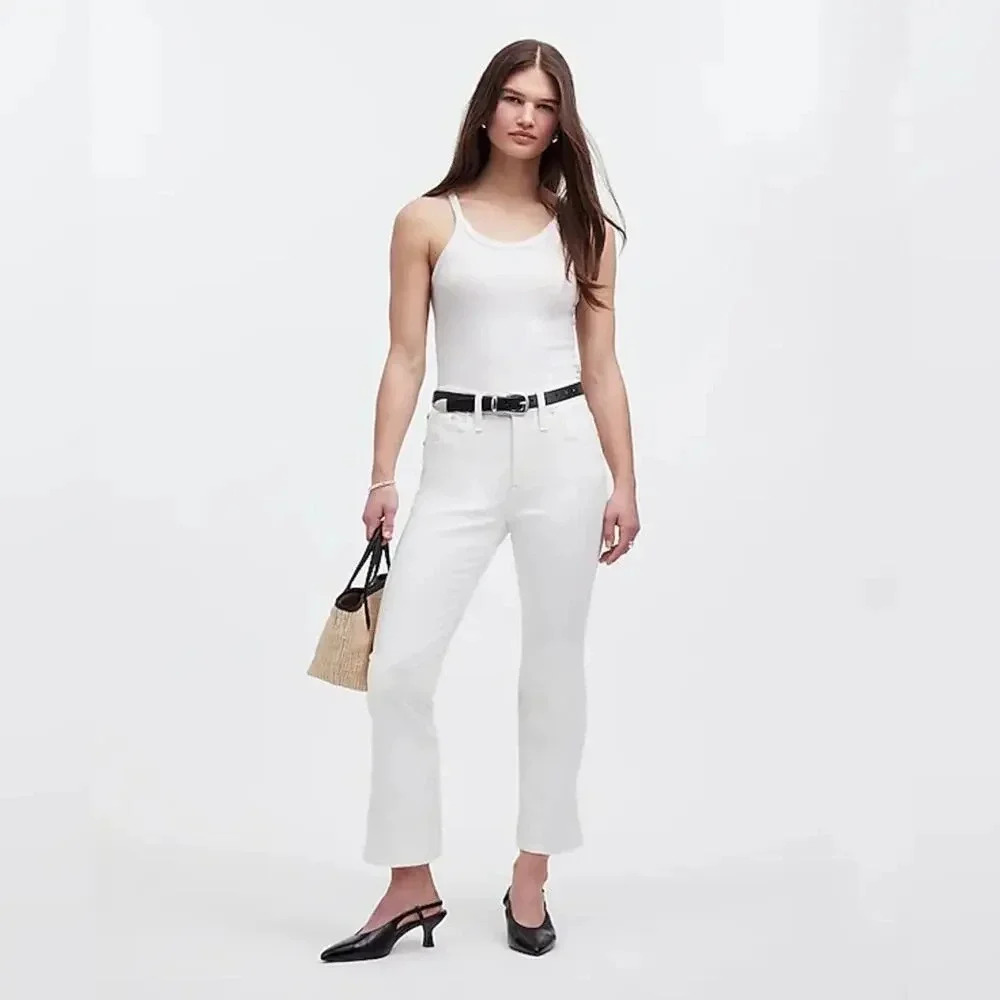 NEW Madewell Size 00 W 23 Pure White Kick Out Crop Jeans NWT